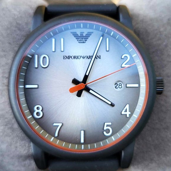 New EMPORIO ARMANI AR11176 Date Black Silicone Men Quartz Watch No Box A… - Picture 4 of 9